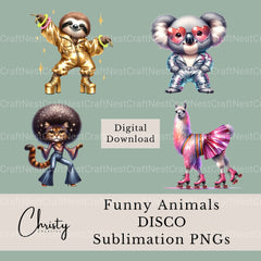 Disco Animals Clipart Bundle - CraftNest - Digital Crafting and Art