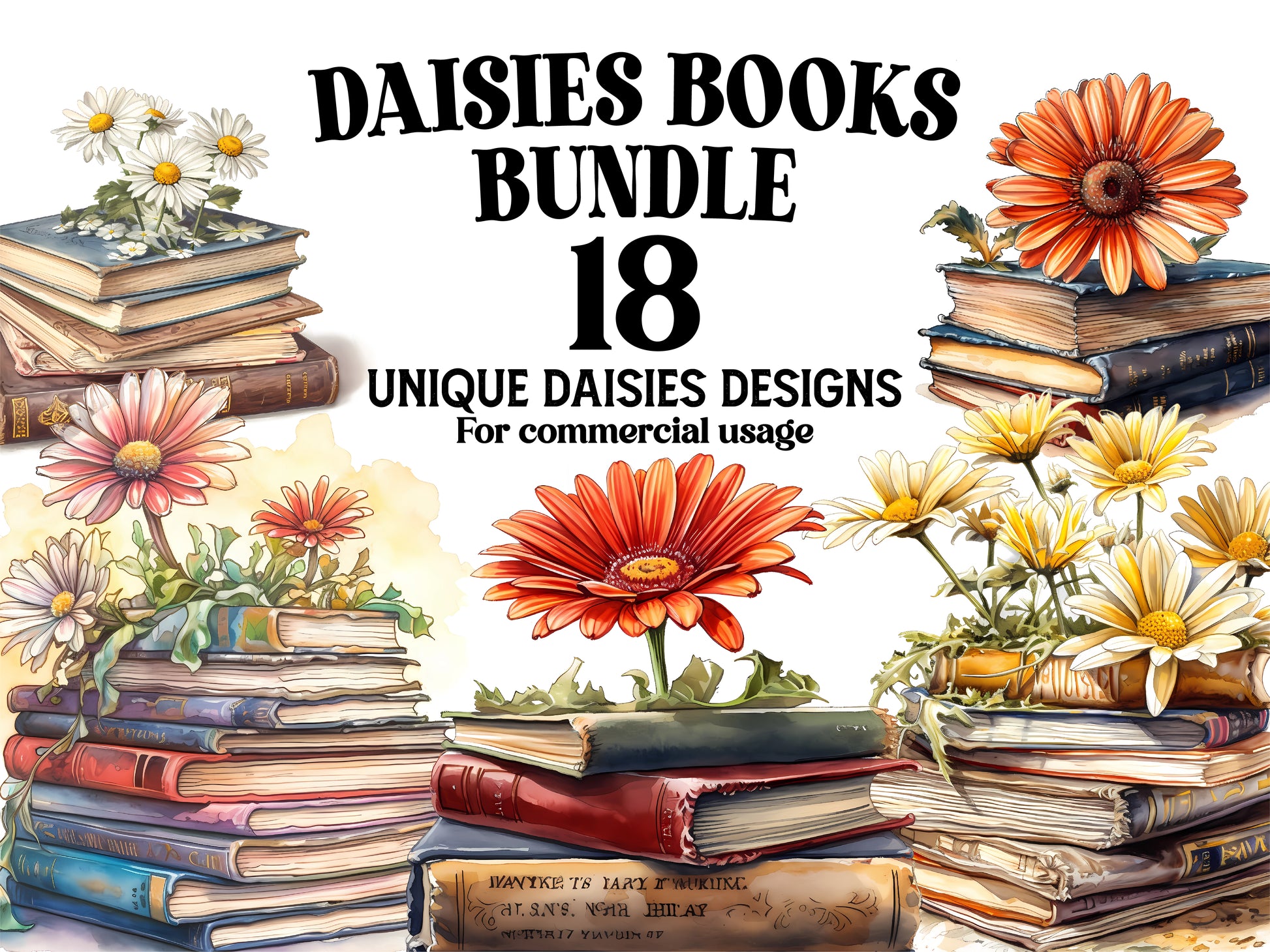 Daisies Books Clipart - CraftNest