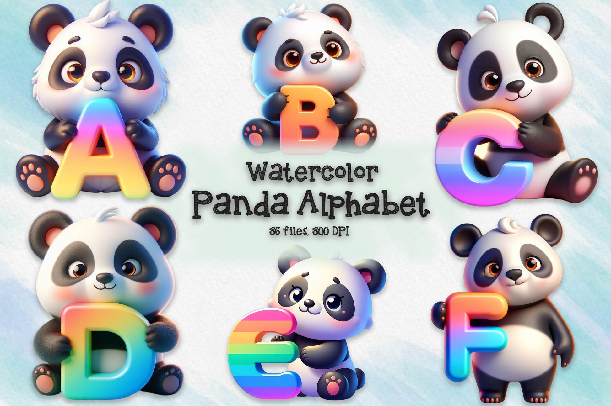 Panda Alphabet Clipart Bundle - CraftNest - Digital Crafting and Art
