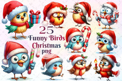 Christmas Birds Funny Birds Clipart Bundle - CraftNest - Digital Crafting and Art