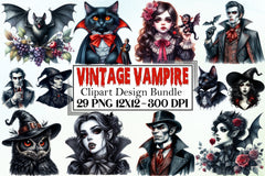 Vintage Vampire Clipart Bundle - CraftNest - Digital Crafting and Art