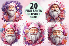 Pink Santa Clipart Bundle - CraftNest - Digital Crafting and Art