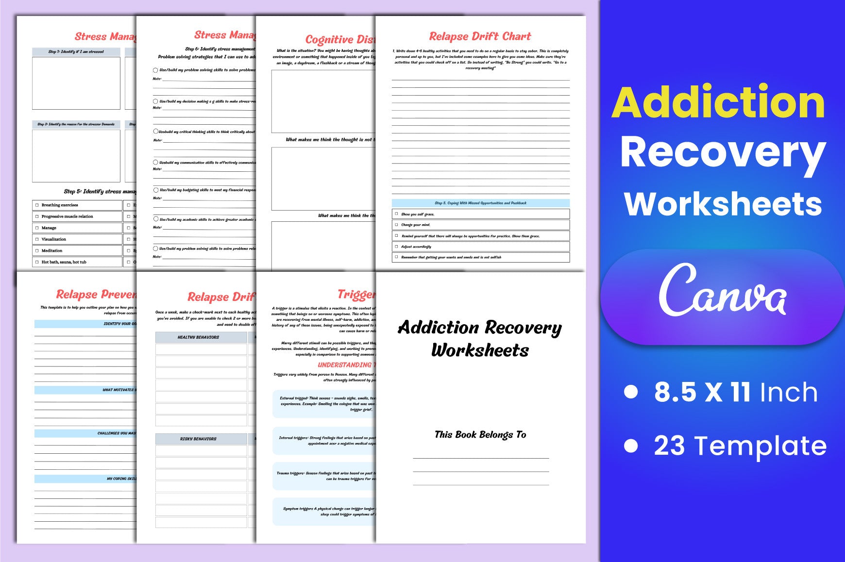 Addiction Recovery Worksheets Book