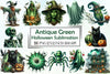 Antique Green Halloween Clipart Bundle