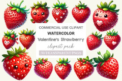 Valentine Strawberry Clipart Bundle 3 - CraftNest - Digital Crafting and Art