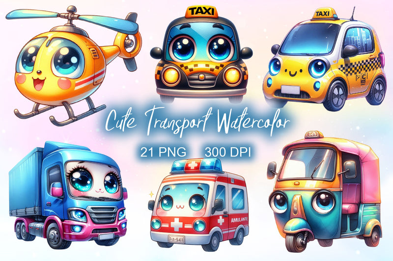 Cute Transport Clipart Bundle 2 - CraftNest - Digital Crafting and Art
