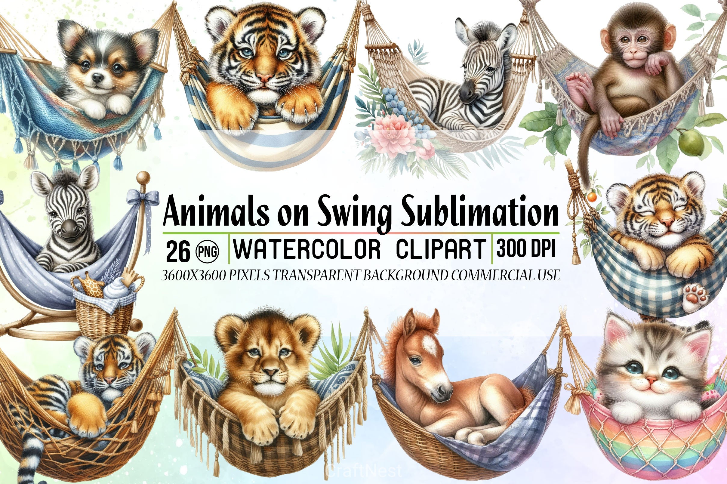 Animals Swing Clipart Bundle - CraftNest - Digital Crafting and Art