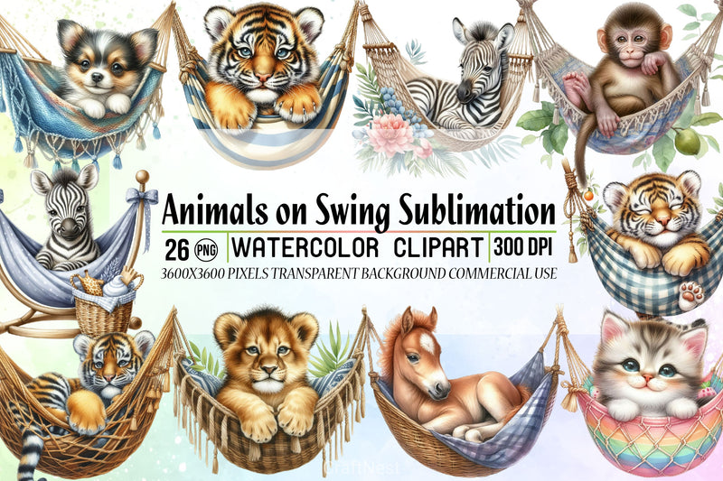 Animals Swing Clipart Bundle - CraftNest - Digital Crafting and Art