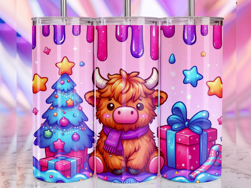 Christmas Highland Cow Tumbler Wrap Bundle - CraftNest - Digital Crafting and Art