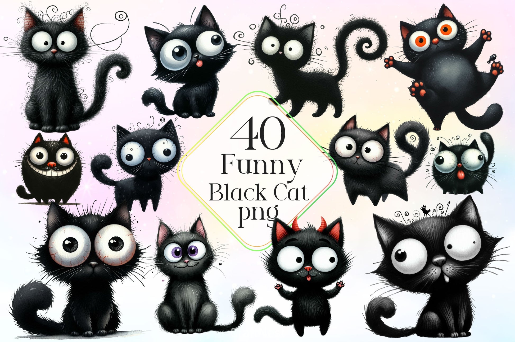 Funny Black Cats Clipart Bundle 3 - CraftNest - Digital Crafting and Art