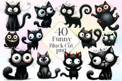 Funny Black Cats Clipart Bundle 3 - CraftNest - Digital Crafting and Art