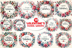 Valentine's Floral Wreath Clipart Bundle - CraftNest - Digital Crafting and Art