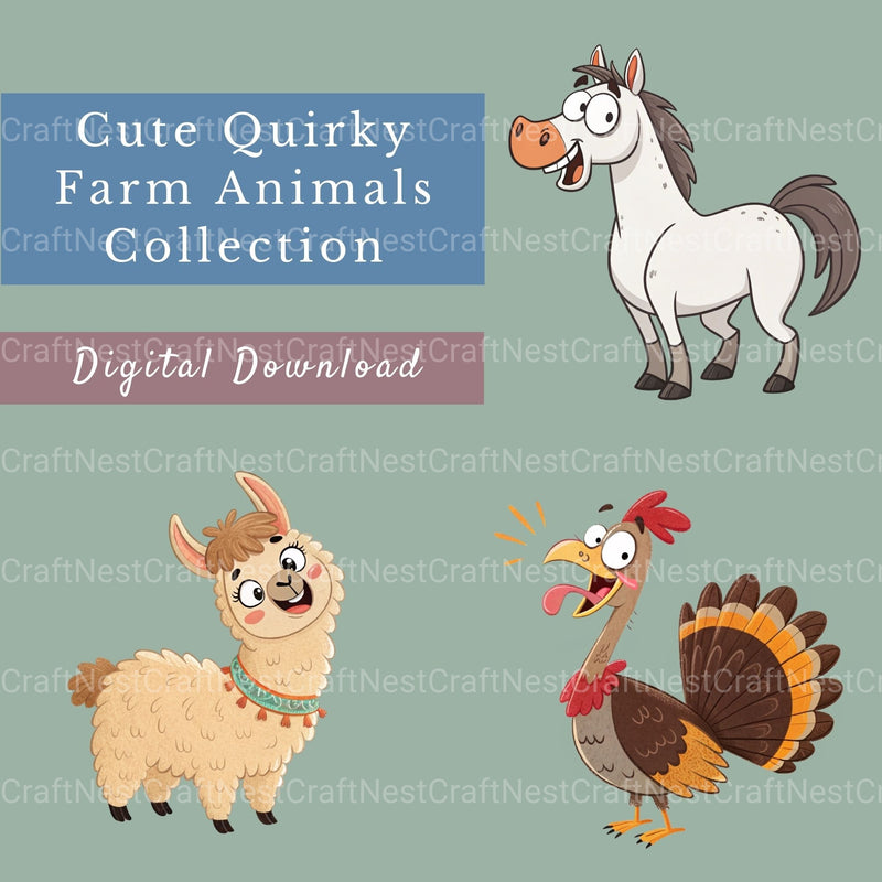 Farm Animals Quirky Clipart Bundle - CraftNest - Digital Crafting and Art