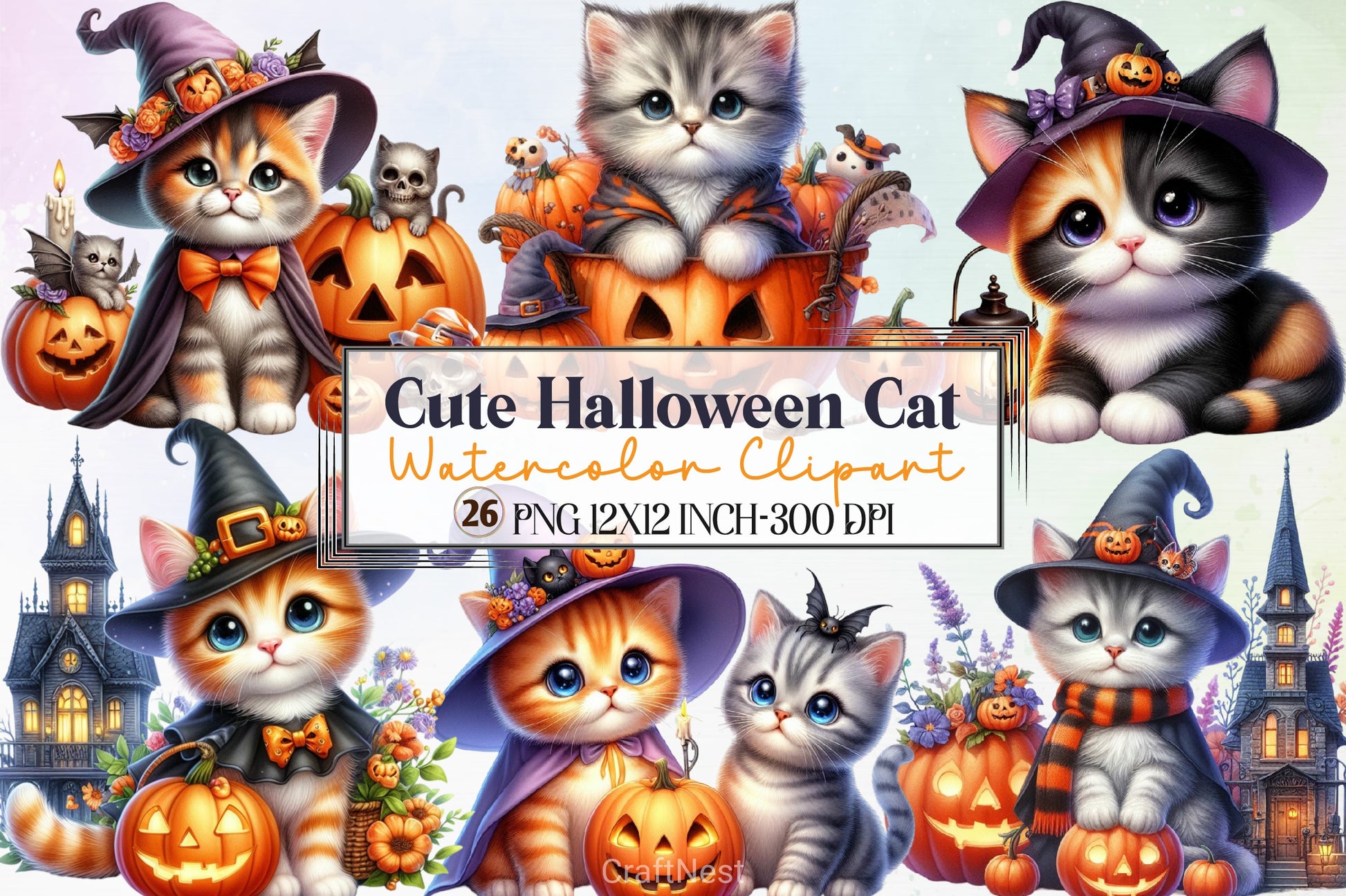 Cute Halloween Cat Clipart Bundle - CraftNest - Digital Crafting and Art