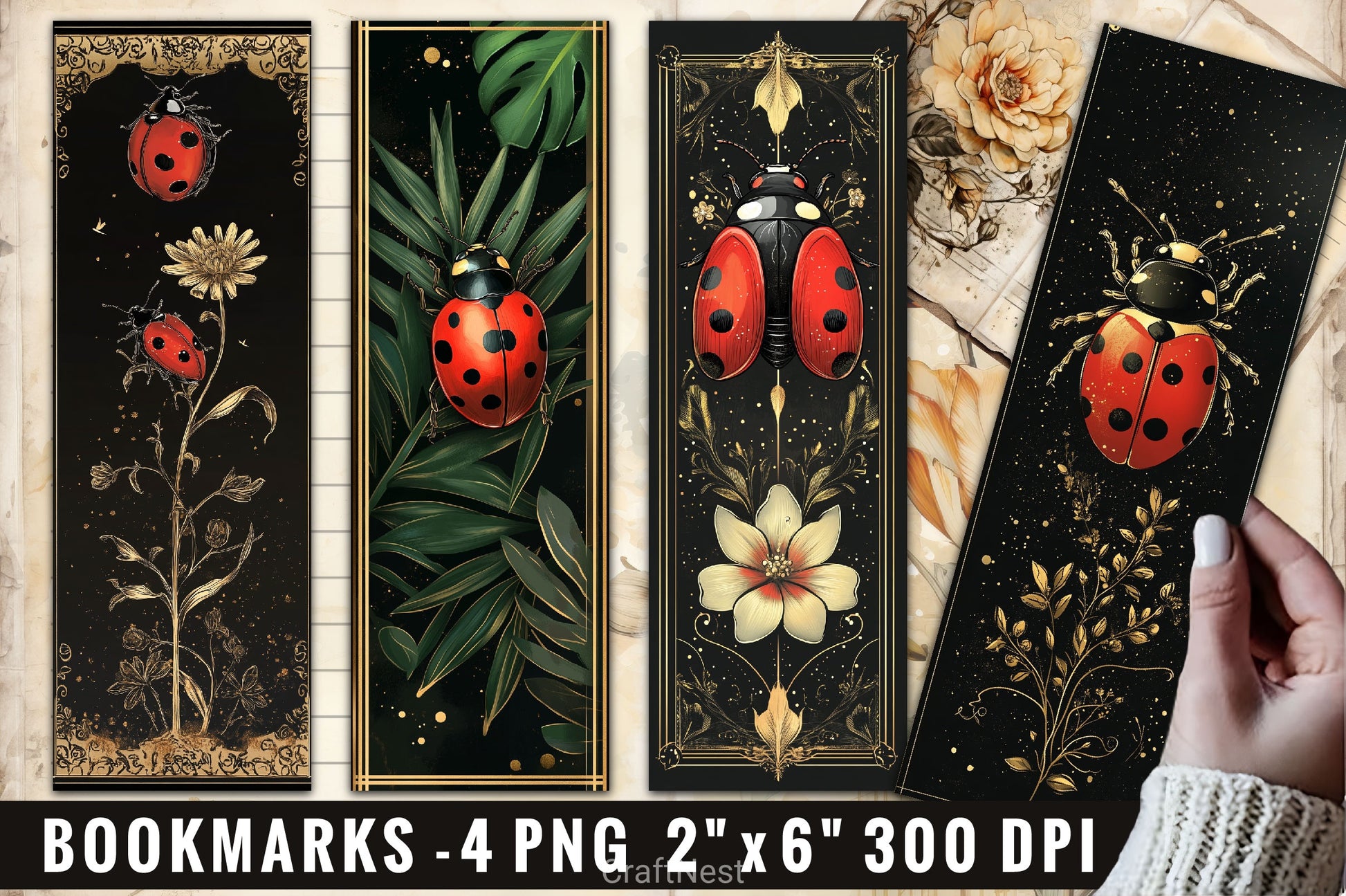 Ladybug Bookmarks Junk Journal - CraftNest - Digital Crafting and Art