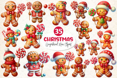 Christmas Gingerbread Man Clipart Bundle 3 - CraftNest - Digital Crafting and Art