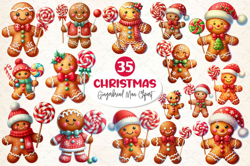 Christmas Gingerbread Man Clipart Bundle 3 - CraftNest - Digital Crafting and Art