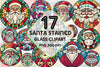 Round Santa Stained Glass Clipart Bundle