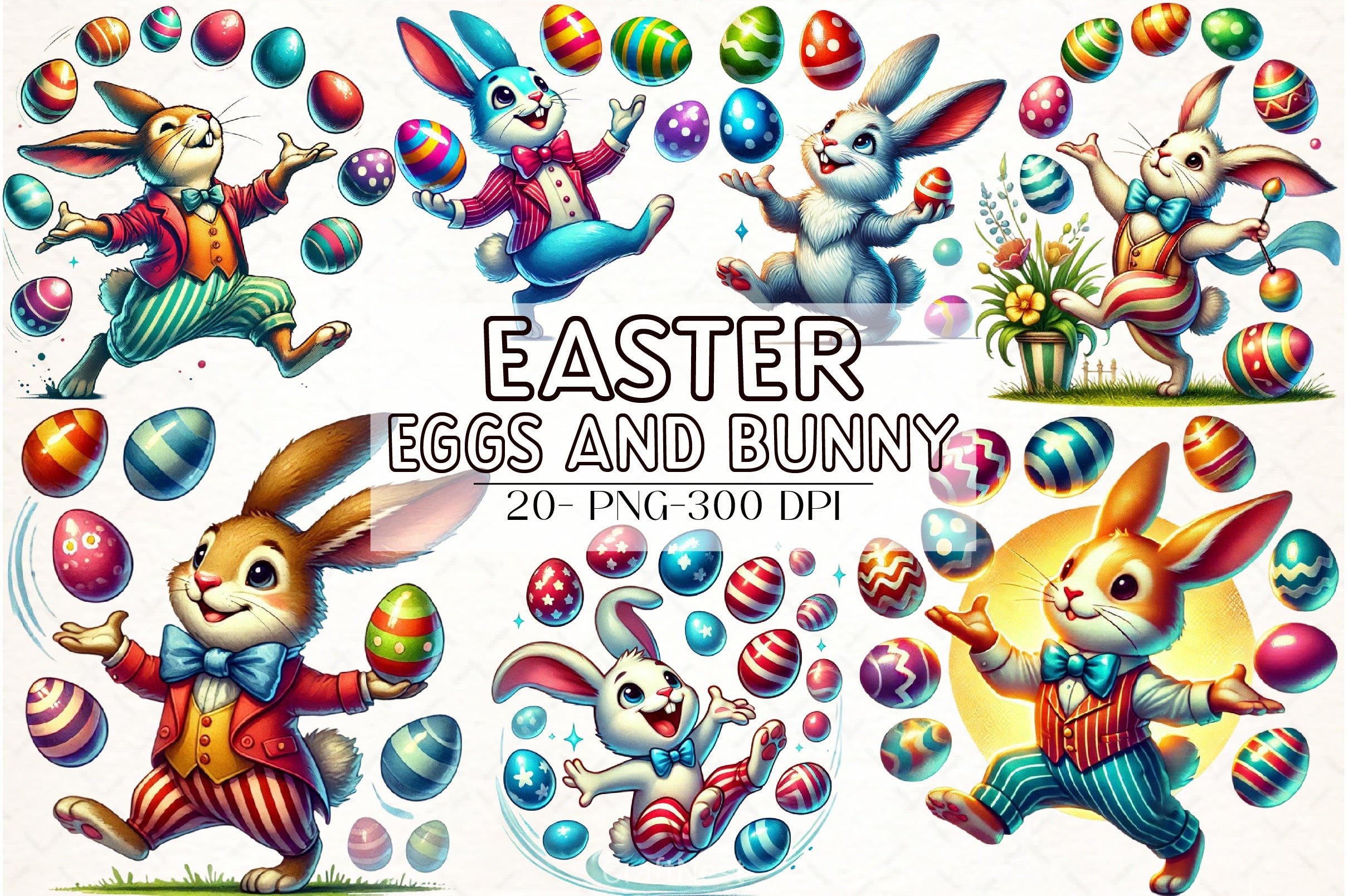 Easter Eggs & Bunny Clipart Bundle - CraftNest - Digital Crafting and Art