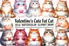 Valentine's Fat Cat Clipart Bundle - CraftNest - Digital Crafting and Art