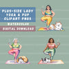 Plus Size Ladies With Dog & Yoga Clipart Bundle