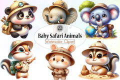 Baby Safari Animals Clipart Bundle - CraftNest - Digital Crafting and Art