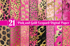 Pink And Gold Leopard Digital Paper - CraftNest - Digital Crafting and Art