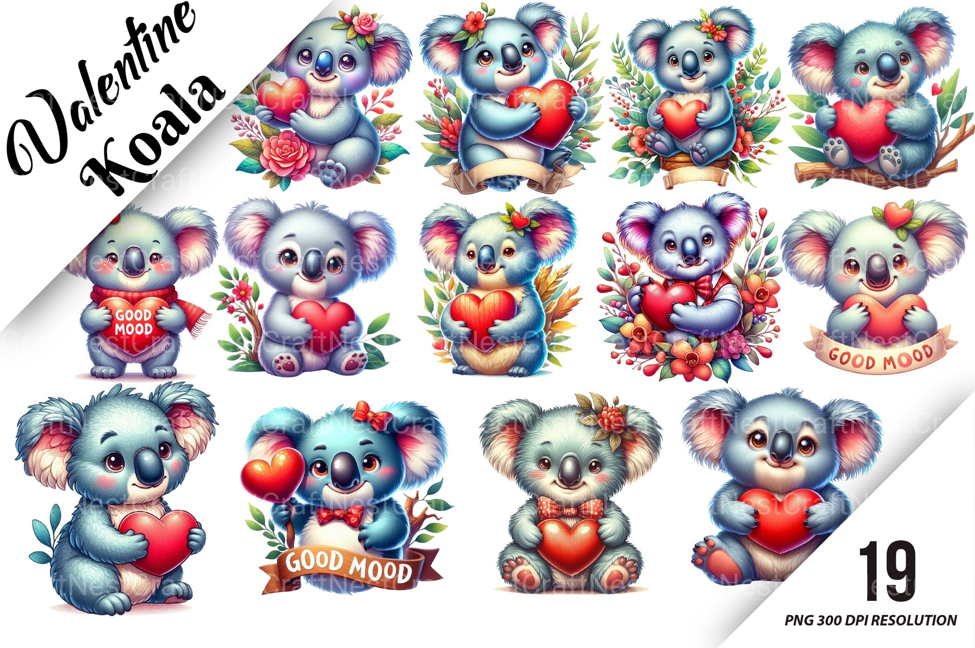 Valentine Koala Clipart Bundle 2 - CraftNest - Digital Crafting and Art