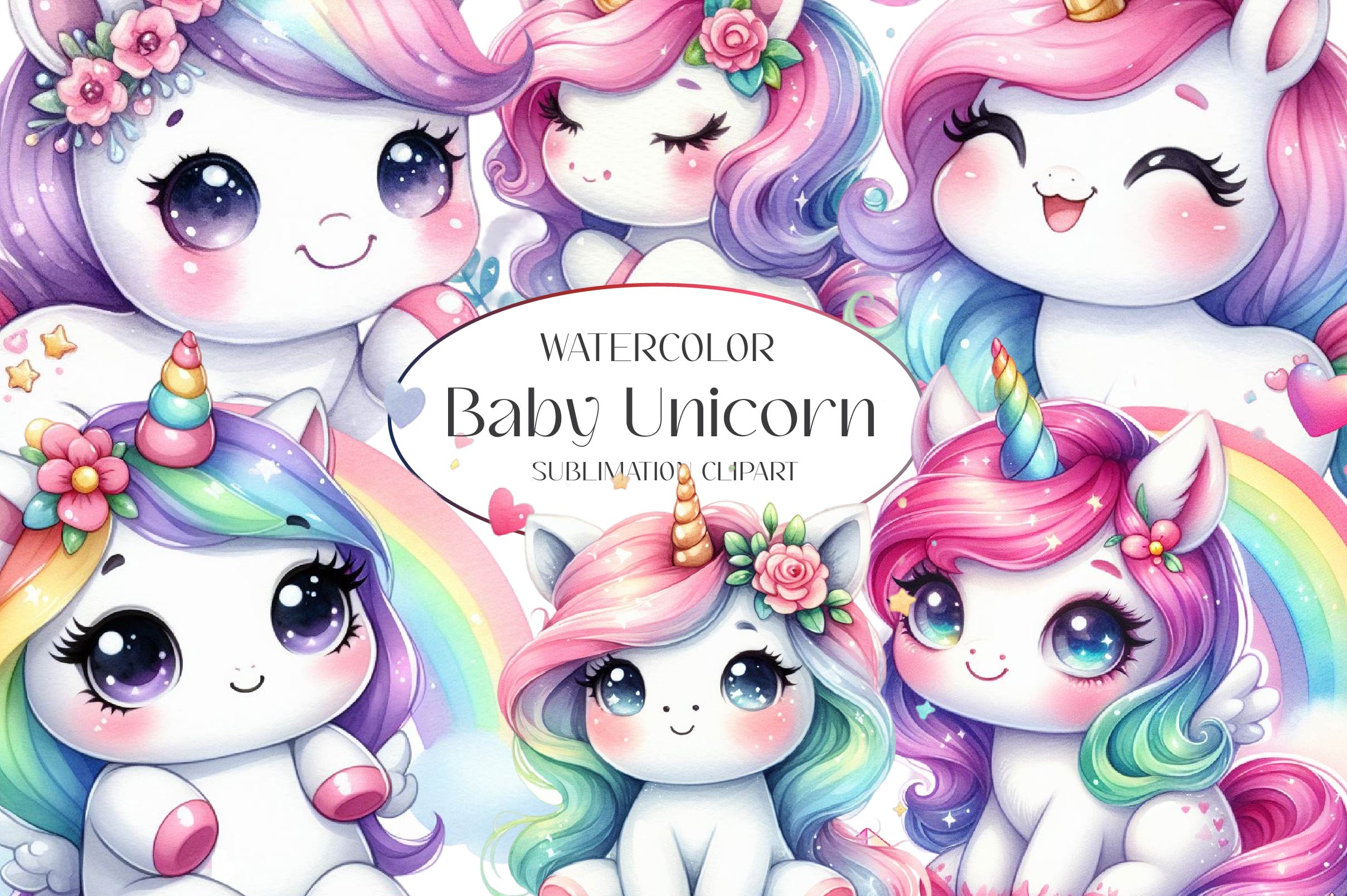 Baby Unicorn Clipart Bundle - CraftNest - Digital Crafting and Art