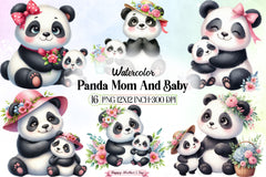 Panda Mom & Baby Clipart Bundle - CraftNest - Digital Crafting and Art