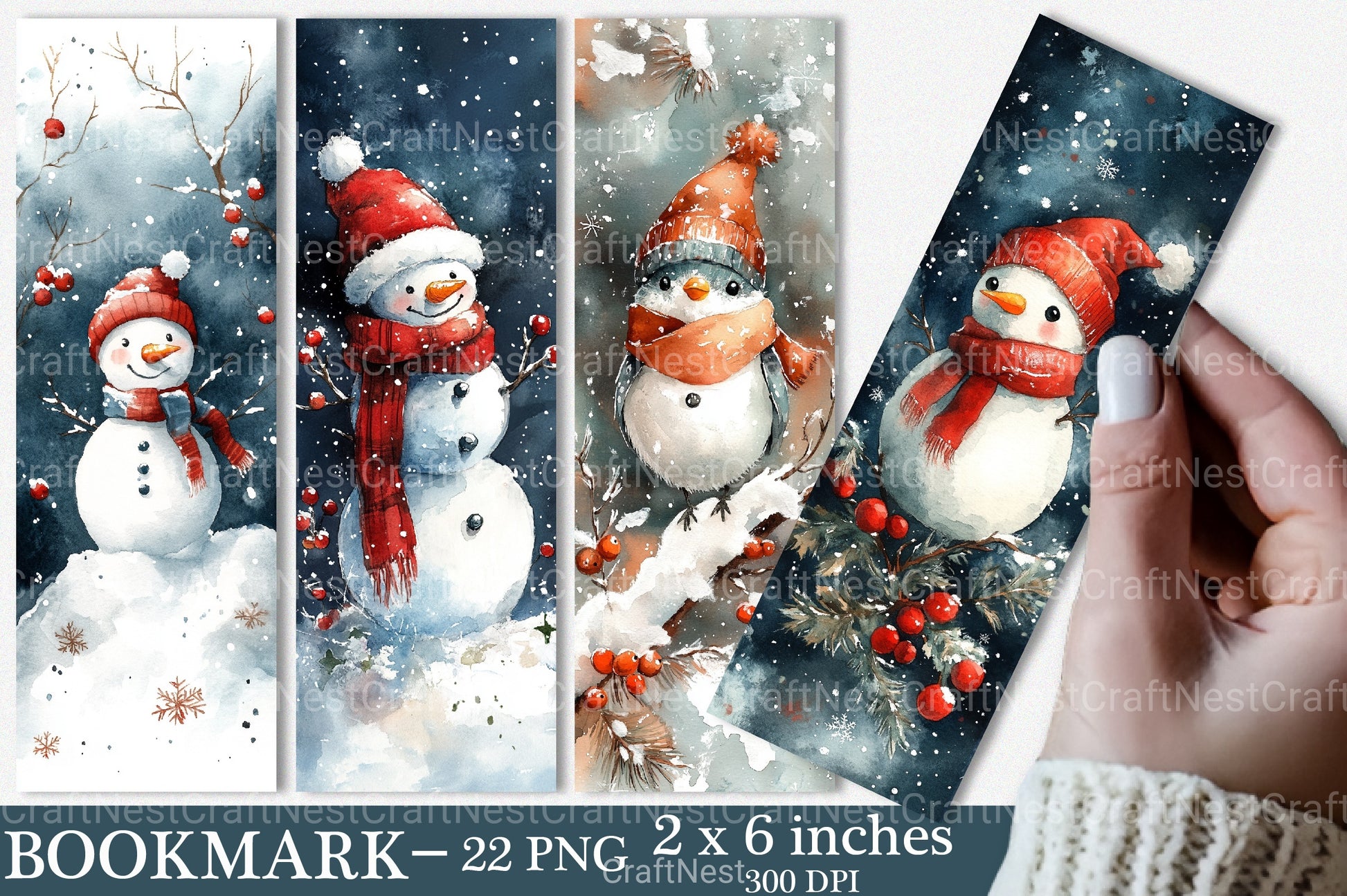 Cute Winter Snow Bookmarks Landscape Design Junk Journal - CraftNest - Digital Crafting and Art