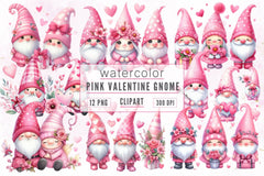 Pink Valentine Gnome Clipart Bundle - CraftNest - Digital Crafting and Art
