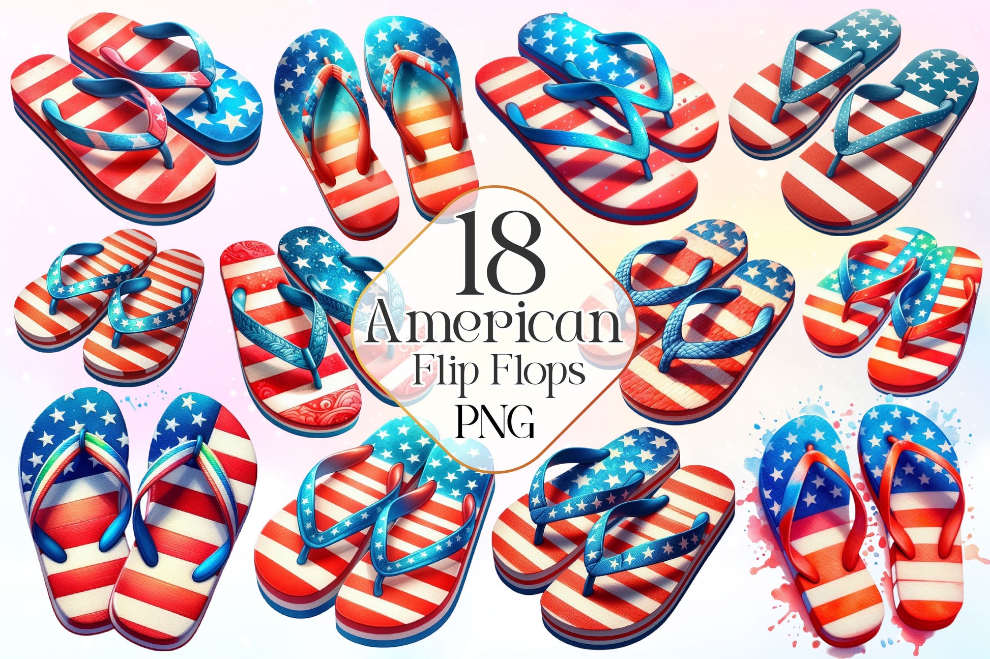American Flip Flops Clipart Bundle - CraftNest - Digital Crafting and Art