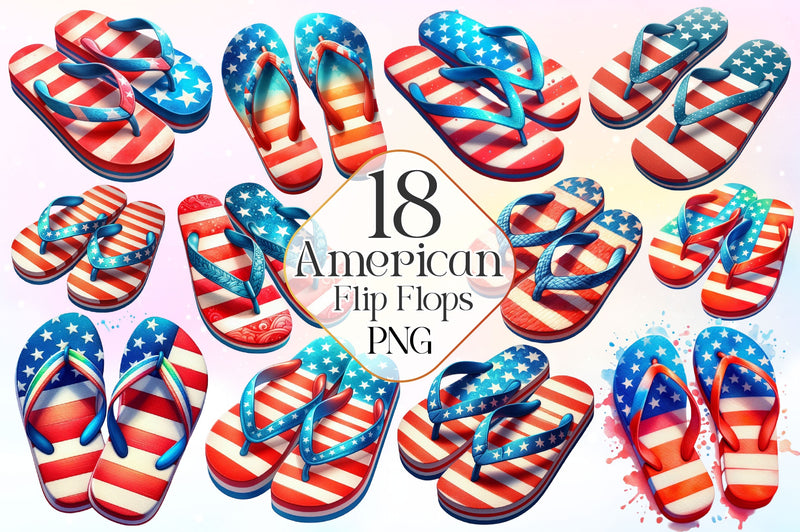 American Flip Flops Clipart Bundle - CraftNest - Digital Crafting and Art