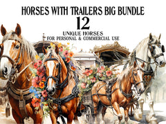 Horses With Trailers Clipart - CraftNest