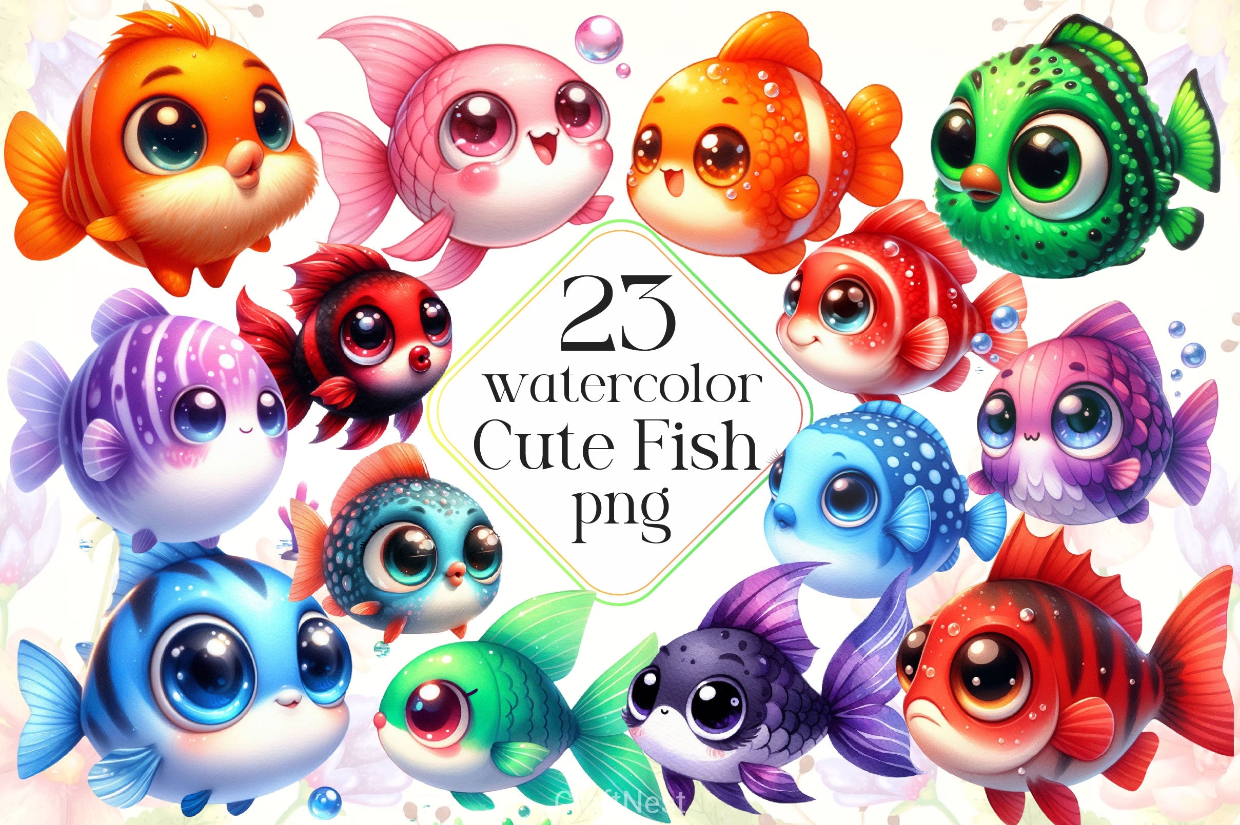 Cute Fish Clipart Bundle - CraftNest - Digital Crafting and Art