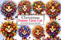 Christmas Lion Cat Clipart Bundle - CraftNest - Digital Crafting and Art