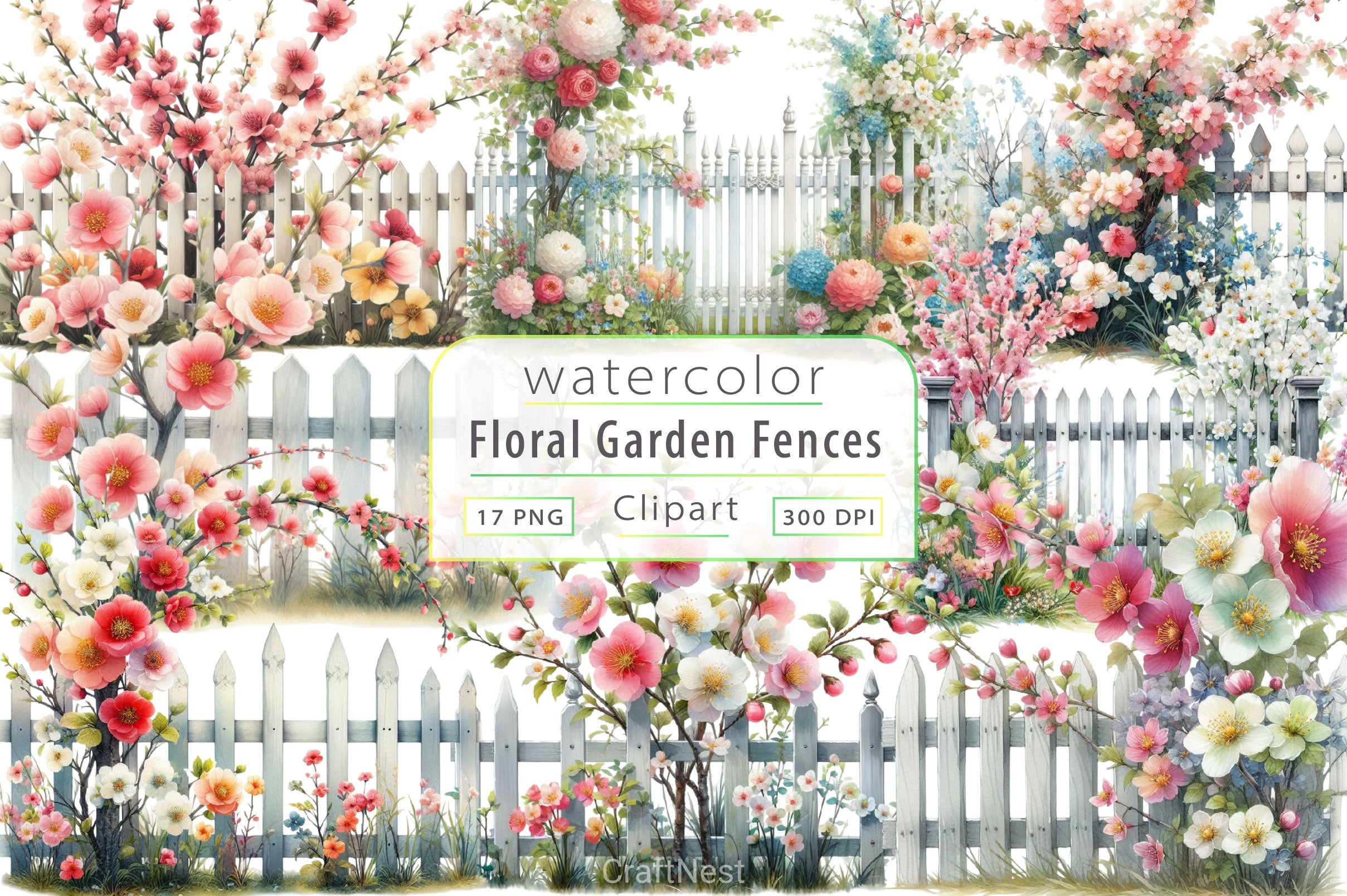 Garden Fences Clipart Bundle - CraftNest - Digital Crafting and Art