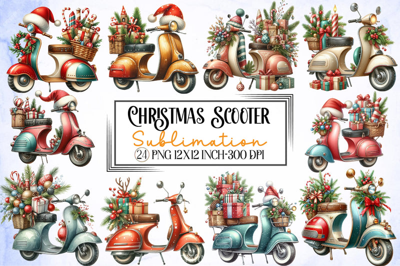 Christmas Scooter Clipart Bundle - CraftNest - Digital Crafting and Art