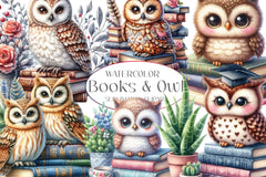 Books & Owl Clipart Bundle - CraftNest - Digital Crafting and Art