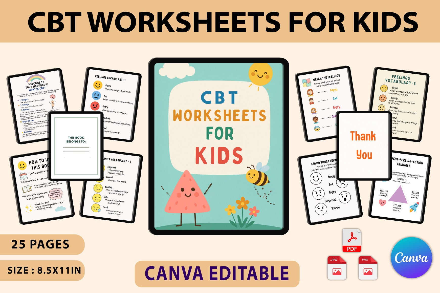 CBT Worksheets for Kids Planner