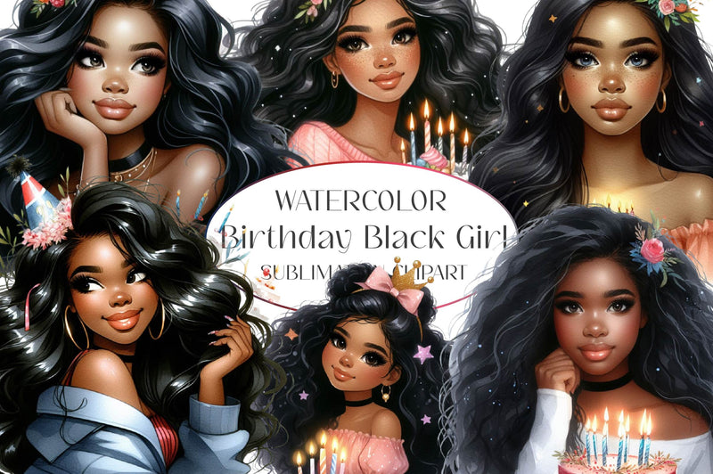American Birthday Black Girl Clipart Bundle - CraftNest - Digital Crafting and Art