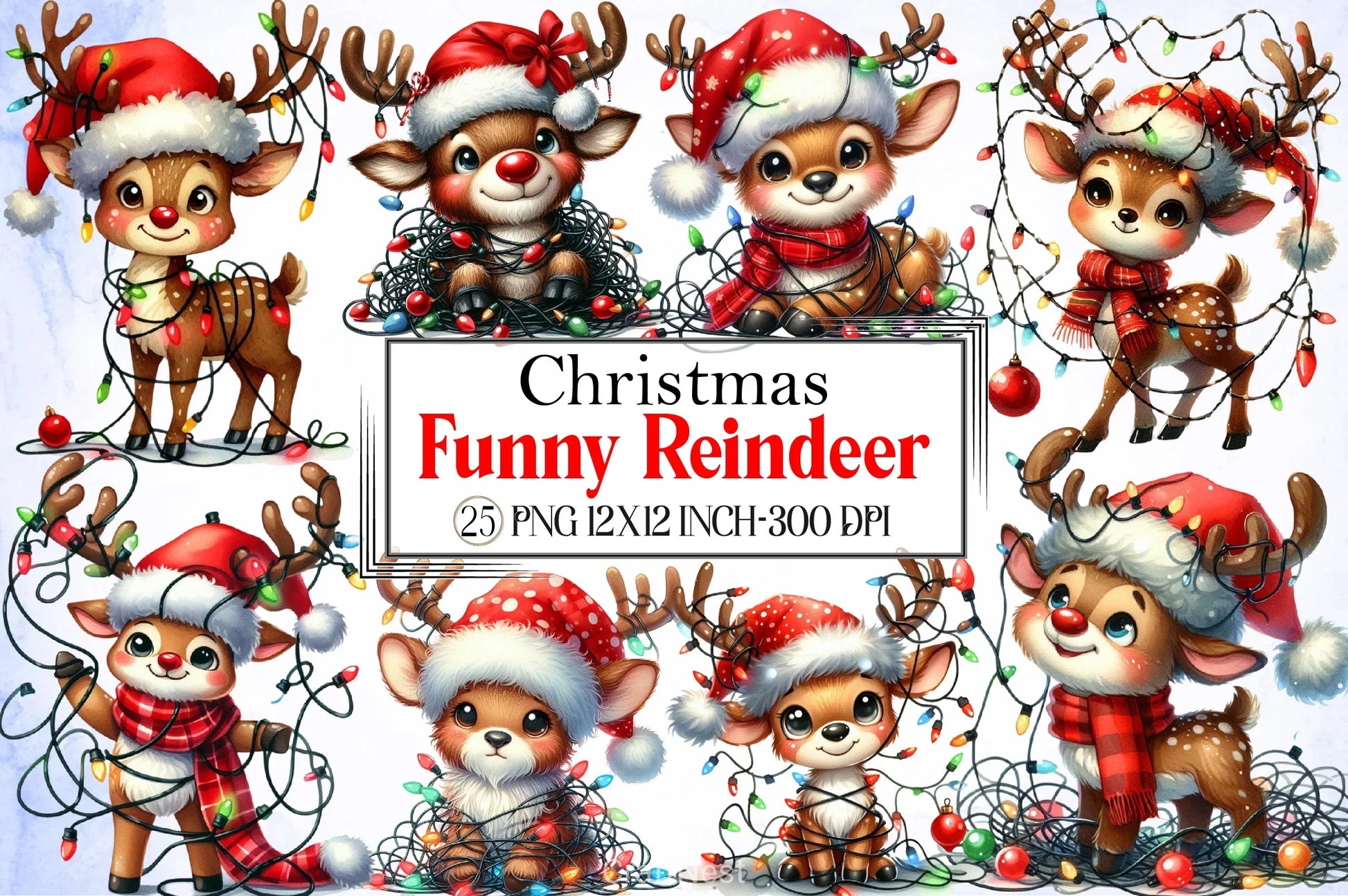 Christmas Reindeer Clipart Bundle - CraftNest - Digital Crafting and Art