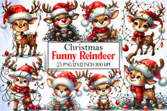 Christmas Reindeer Clipart Bundle - CraftNest - Digital Crafting and Art