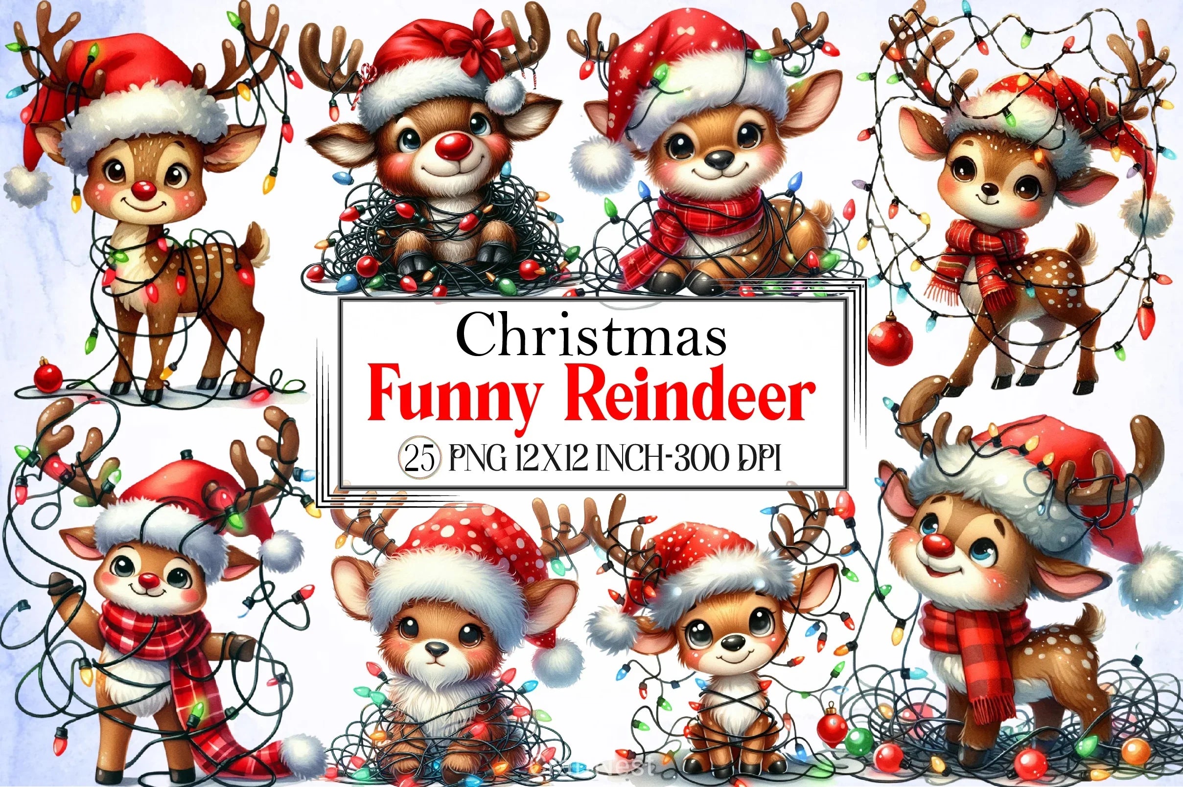 Christmas Reindeer Clipart Bundle - CraftNest - Digital Crafting and Art