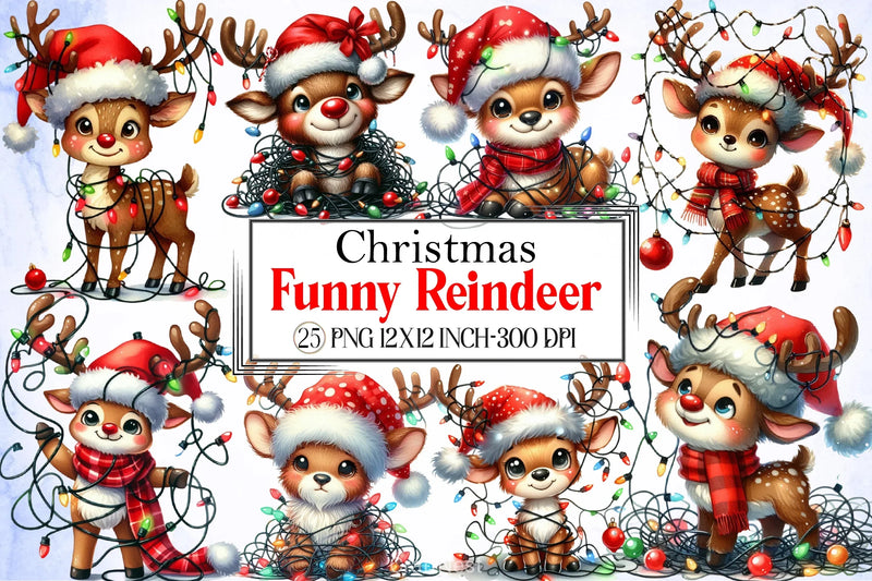Christmas Reindeer Clipart Bundle - CraftNest - Digital Crafting and Art