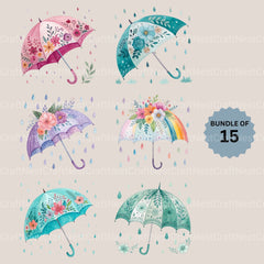 Umbrella Floral Clipart Bundle - CraftNest - Digital Crafting and Art