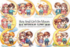 Boy & Girl Moon Clipart Bundle