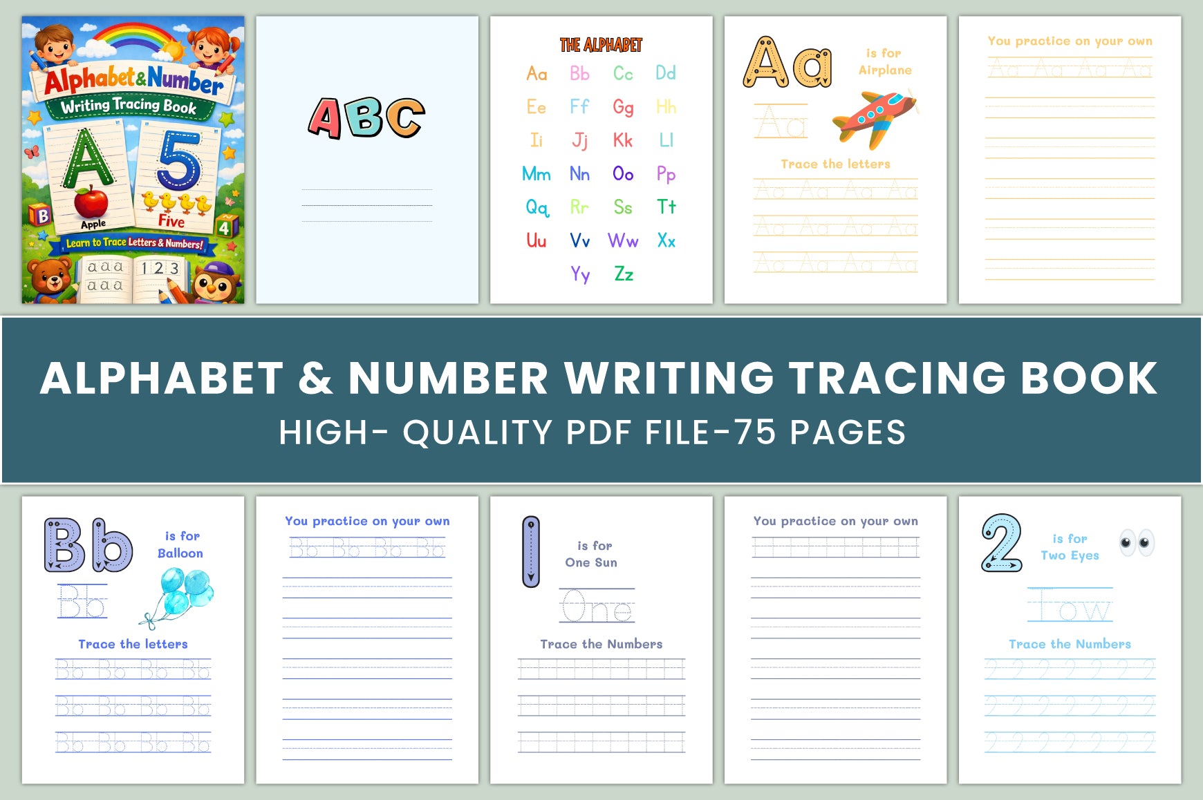 Alphabet Number Writing Tracing Workbook
