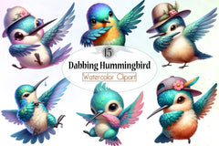 Cute Dabbing Hummingbird Clipart Bundle - CraftNest - Digital Crafting and Art